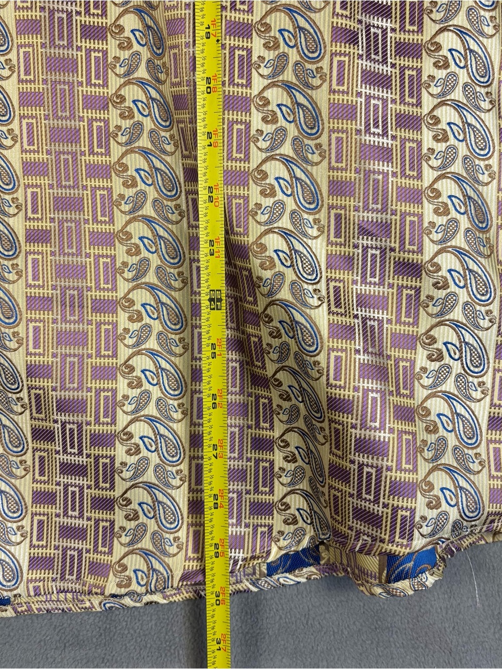 Daniel Ellissa 2XL Mens Dress Shirt Gold Purple Paisley Geometric Long Sleeve - Picture 6 of 9